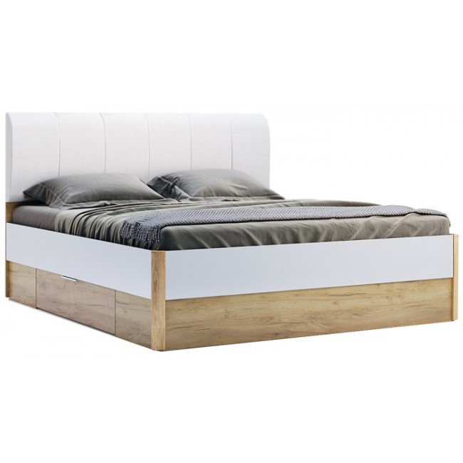 АСТИ кровать 160 с ящиками крафт глянец белый MiroMark