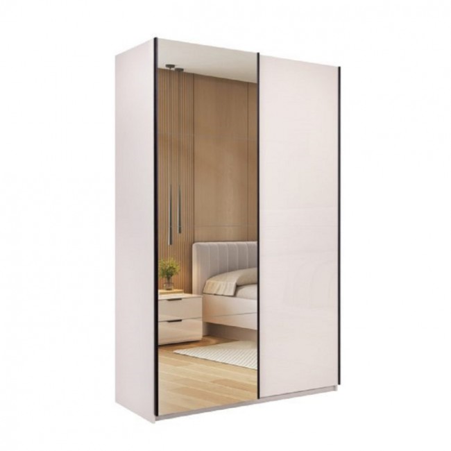 ЛОРИ шкаф купе с зеркалом 150 Глянец Кашемир MiroMark 